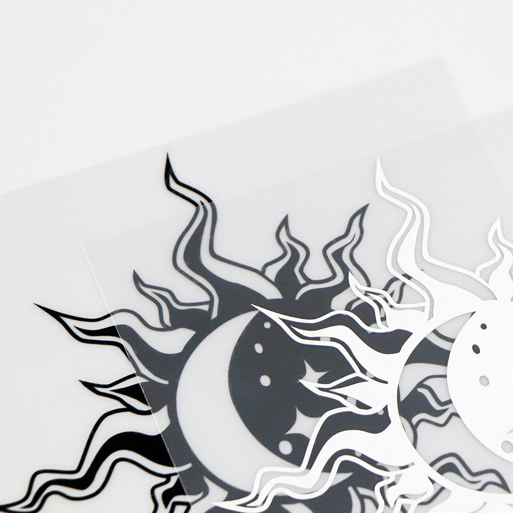 14.7X14.8CM Funny Vinyl Decal Day And Night Abstract Moon Sun Star Car Stickers Black / Silver 10A-0088