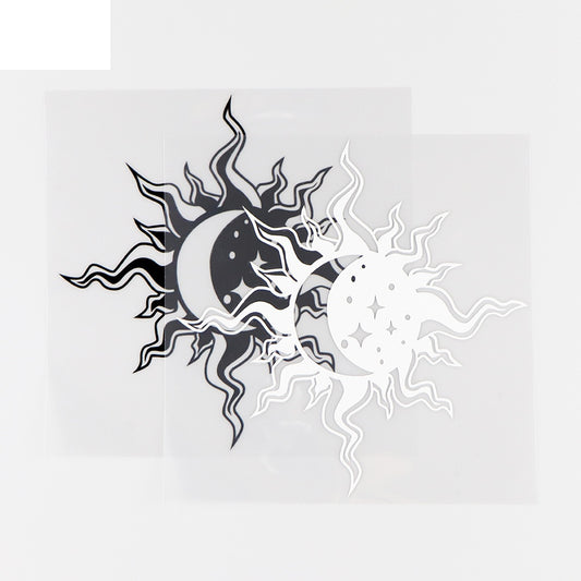 14.7X14.8CM Funny Vinyl Decal Day And Night Abstract Moon Sun Star Car Stickers Black / Silver 10A-0088