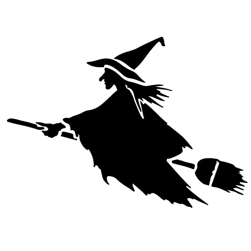 16.6cm*11.7cm Witch On Flying Broom Funny Vinyl Decal Car Window Sticker Black/Silver Accessories S6-3929