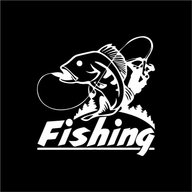 15CM*15.2CM Fishing Vinyl Decal Car Truck Boat Window Fisherman Car Sticker Black/Silver C24-0944