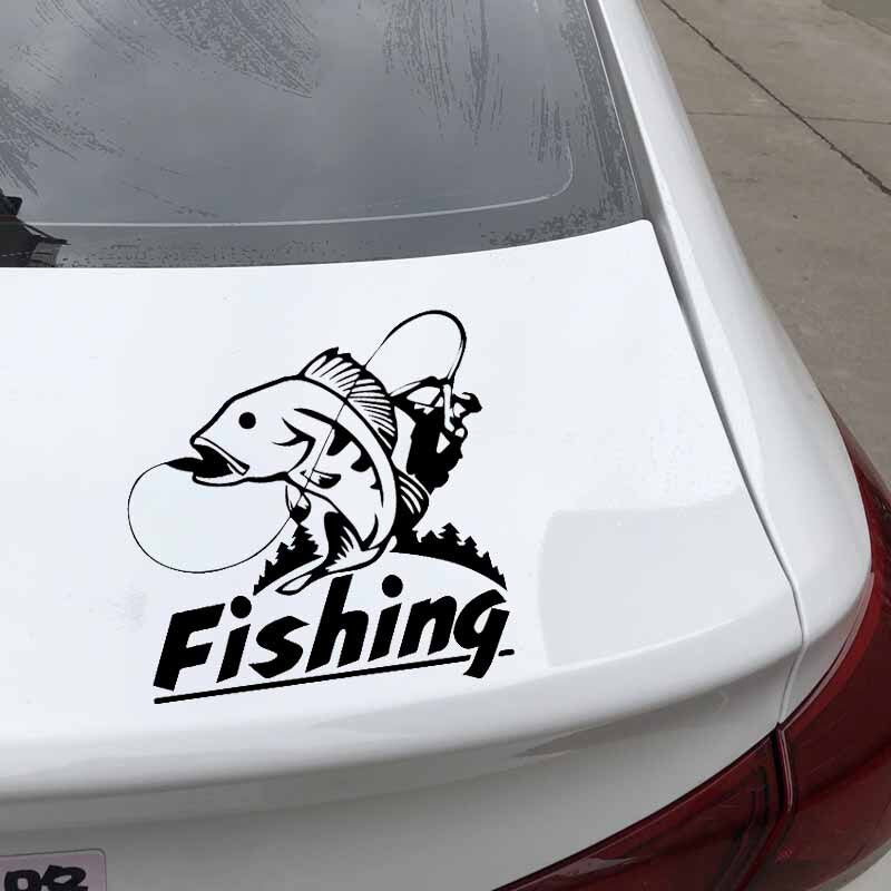 15CM*15.2CM Fishing Vinyl Decal Car Truck Boat Window Fisherman Car Sticker Black/Silver C24-0944
