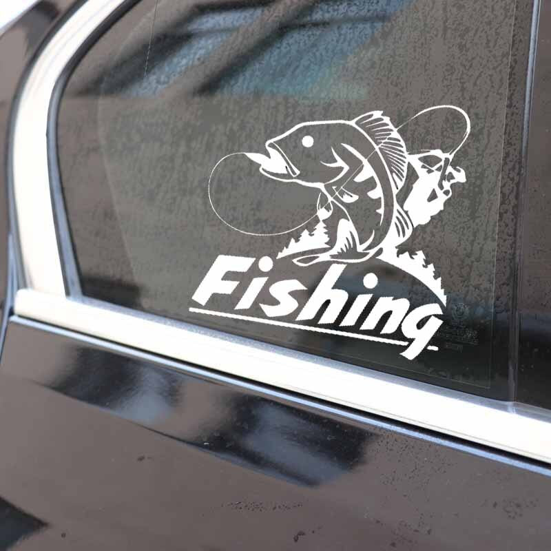 15CM*15.2CM Fishing Vinyl Decal Car Truck Boat Window Fisherman Car Sticker Black/Silver C24-0944