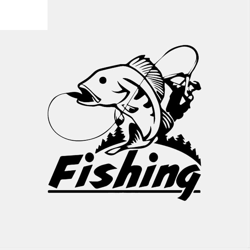 15CM*15.2CM Fishing Vinyl Decal Car Truck Boat Window Fisherman Car Sticker Black/Silver C24-0944