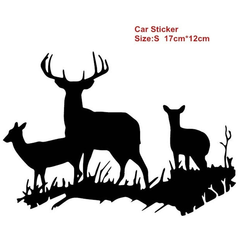 17cm * 12cm Cute Deer Hunting Car Stickers Decal Motorcycle Styling Exterior Animal Car Accessories 6 Colors