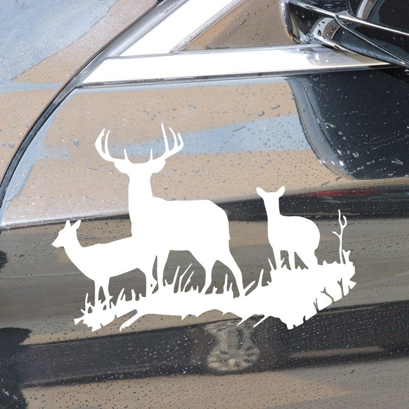 17cm * 12cm Cute Deer Hunting Car Stickers Decal Motorcycle Styling Exterior Animal Car Accessories 6 Colors