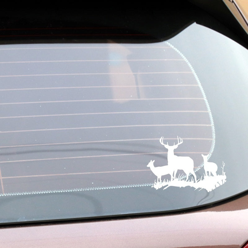 17cm * 12cm Cute Deer Hunting Car Stickers Decal Motorcycle Styling Exterior Animal Car Accessories 6 Colors
