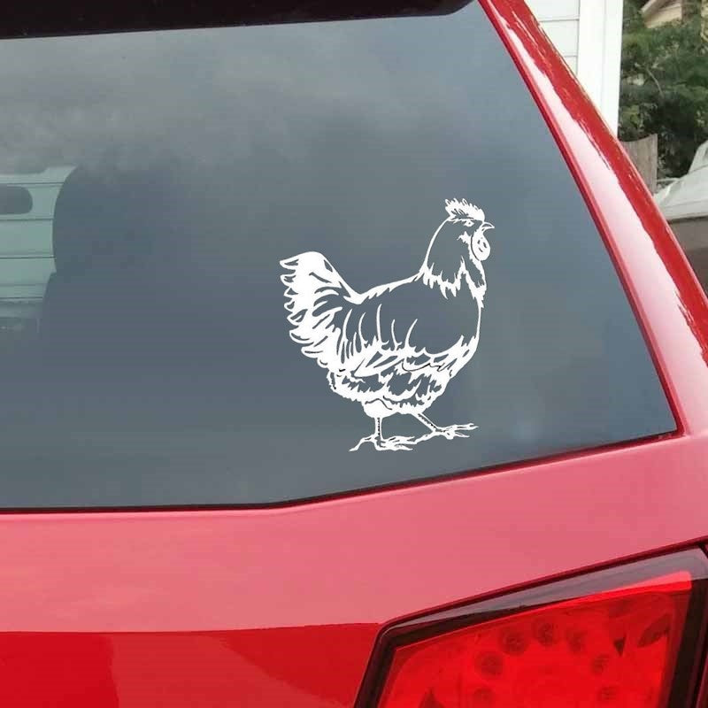 11.7CM*12.8CM Cute Chicken Animal Car Stickers Creative Vinyl Car Styling Decals 6 Colors