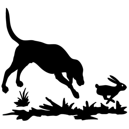15.2*13.6cm Rabbit and Dogs Decal Hunting Window Vinyl Stickers Funny Cartoon Car Decals 6 Colors