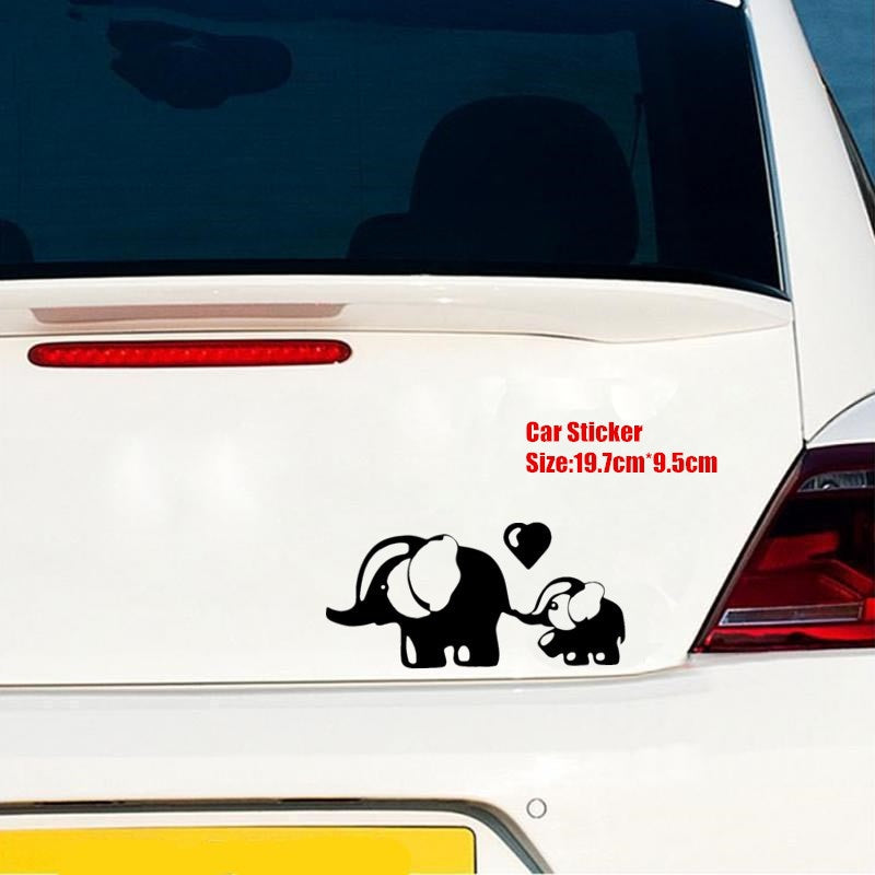 19.7cm*9.5cm Lovely Car Sticker Elephant Animal Mother and Baby Accessories  Waterproof Vinyl Decal 6 Colors