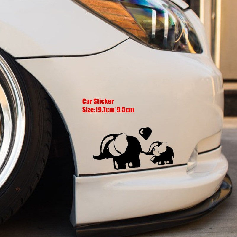 19.7cm*9.5cm Lovely Car Sticker Elephant Animal Mother and Baby Accessories  Waterproof Vinyl Decal 6 Colors