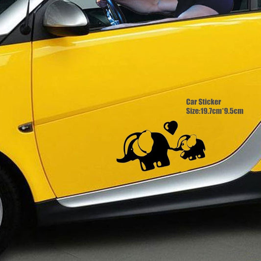 19.7cm*9.5cm Lovely Car Sticker Elephant Animal Mother and Baby Accessories  Waterproof Vinyl Decal 6 Colors