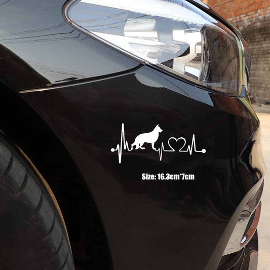 16.3cm*7cm German Shepherd Heartbeat Dog Vinyl Car Sticker Laptop Motorcycle Accessories Halloween Home Decor 6 Colors