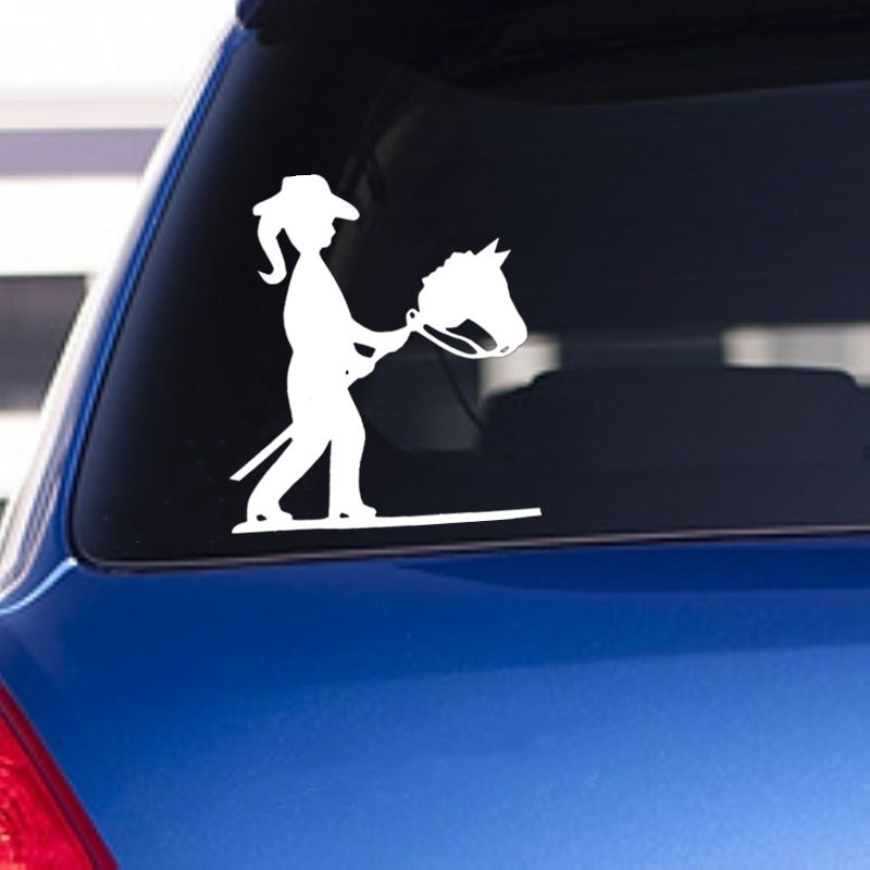 13.9cm*16cm Cowboy Girl Horse Car Sticker Car Styling Decals Car Accessories