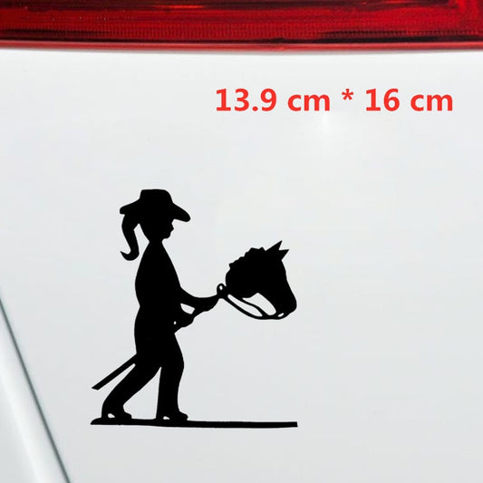 13.9cm*16cm Cowboy Girl Horse Car Sticker Car Styling Decals Car Accessories