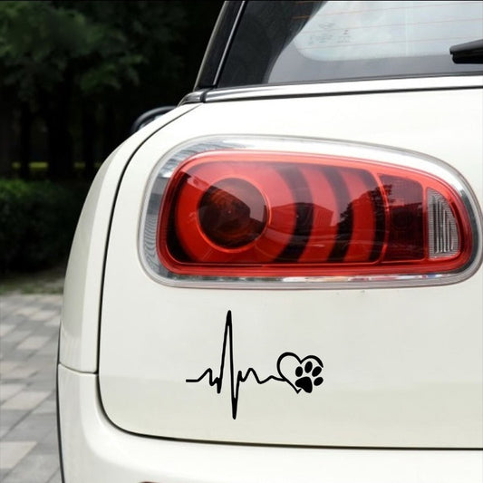 13CM*10.3CM Heartbeat Love Dog Car Sticker Car Styling Decoration Car Door Body Window Vinyl Decals（6 Colors）