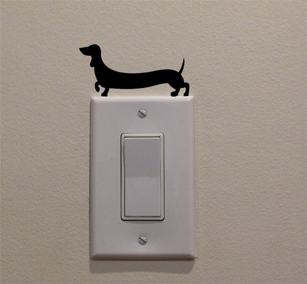 Cute Long Weiner Dog Dachshund on Light Switch Decal Vinyl Wall Decal Sticker Art Living Room Carving Wall Decal Sticker for  Room Home Window Decoration