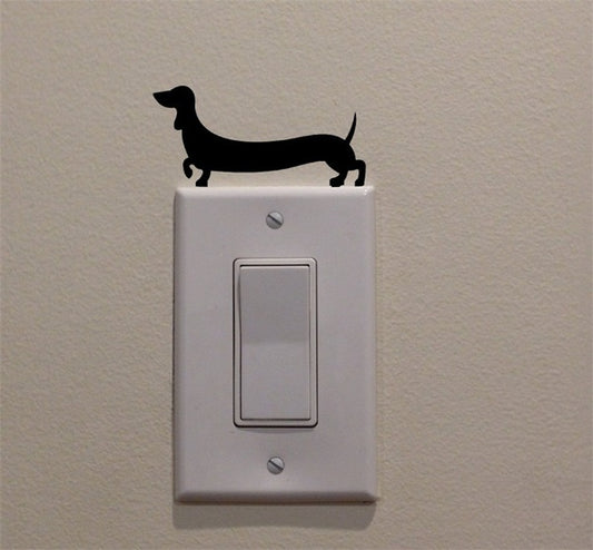 Cute Long Weiner Dog Dachshund on Light Switch Decal Vinyl Wall Decal Sticker Art Living Room Carving Wall Decal Sticker for  Room Home Window Decoration