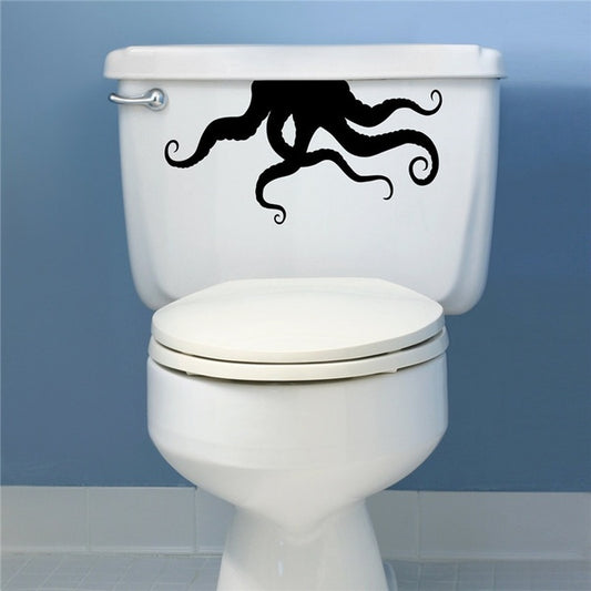 Funny Bathroom Toilet Decal Octopus Toilet   Car Decal Vinyl Carving Decal Sticker for Toilet Decoration