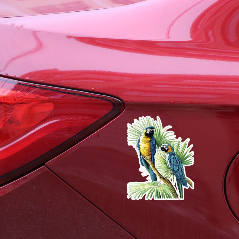 11.4*14.4CM Beautiful Two Parrot Decor PVC Personalized Car Sticker High Quality 11A0100