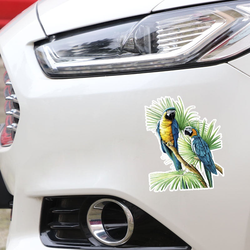 11.4*14.4CM Beautiful Two Parrot Decor PVC Personalized Car Sticker High Quality 11A0100