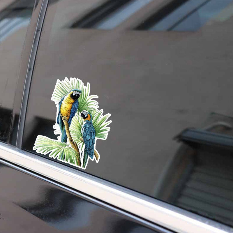 11.4*14.4CM Beautiful Two Parrot Decor PVC Personalized Car Sticker High Quality 11A0100