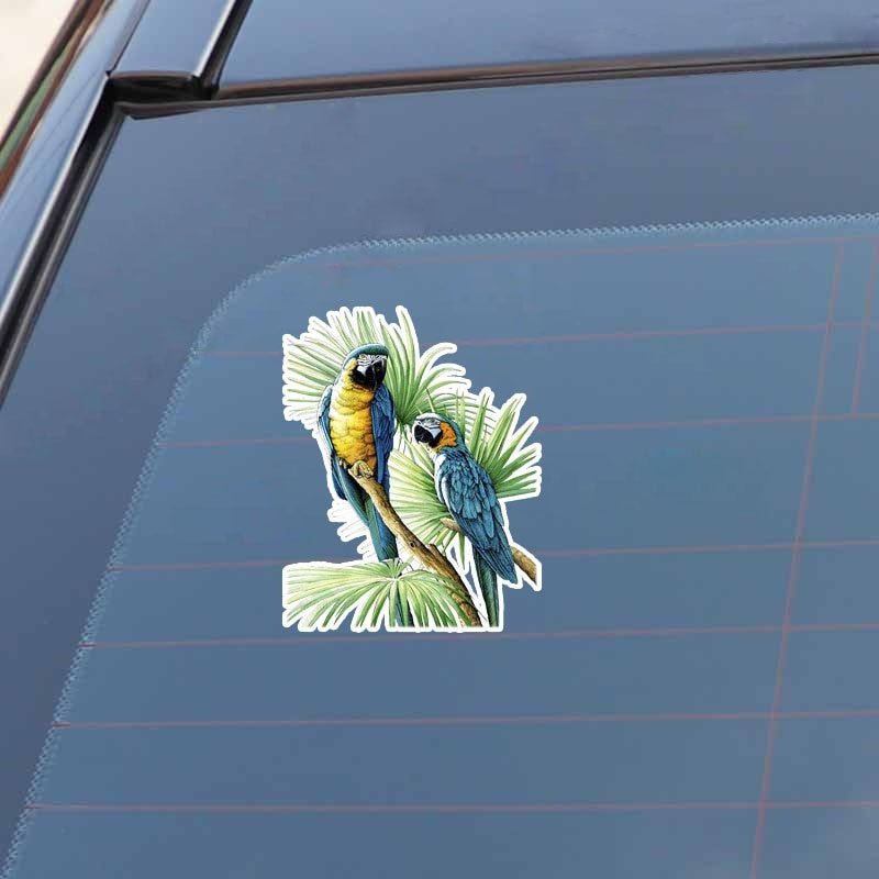 11.4*14.4CM Beautiful Two Parrot Decor PVC Personalized Car Sticker High Quality 11A0100