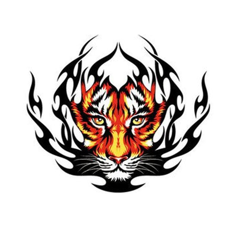 15CM*12.9CM Funny Tiger Flame Decal PVC Motorcycle Car Sticker 11-00598