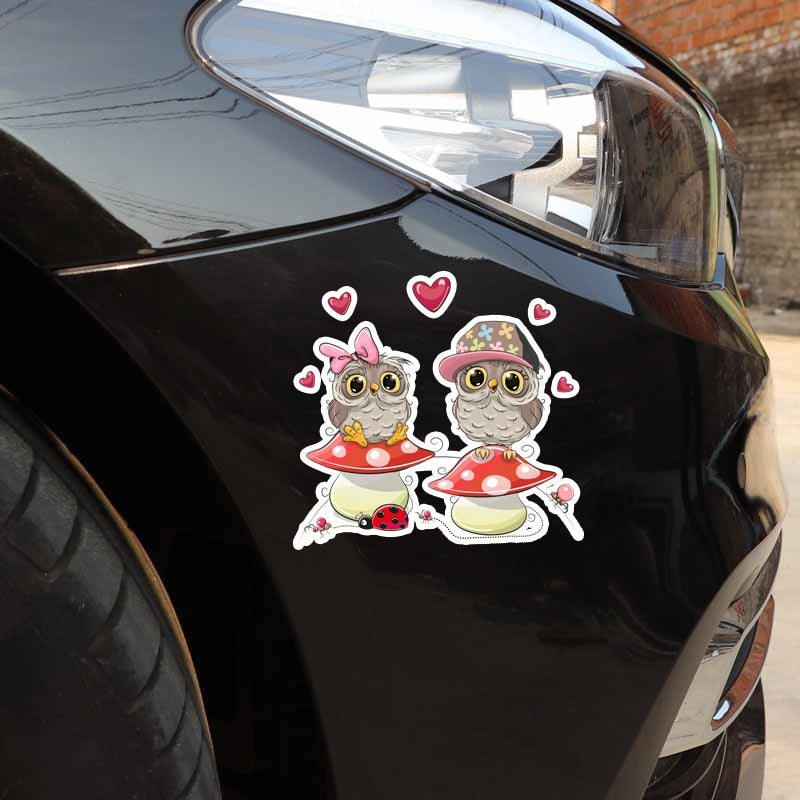 15.7CM*15CM Cute Mushroom On The Owl PVC  High Quality Car Sticker 11-01324