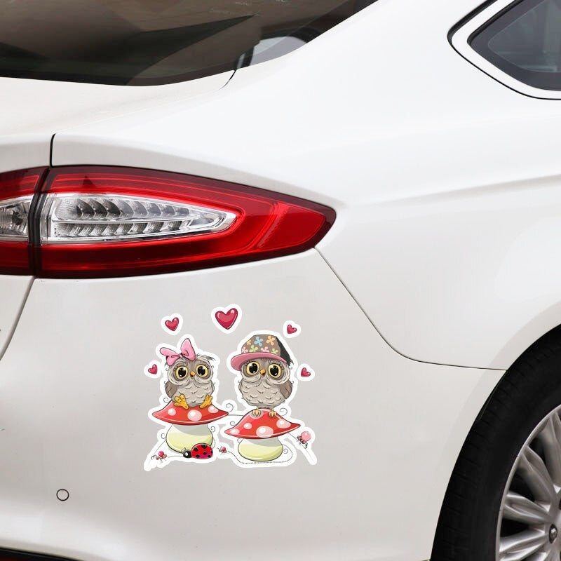 15.7CM*15CM Cute Mushroom On The Owl PVC  High Quality Car Sticker 11-01324