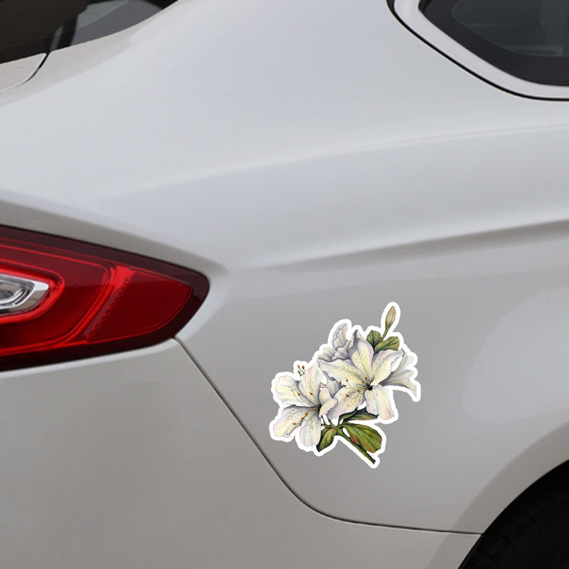 10.9*12.1CM Interesting Lily Flower Decor Car Stickers High Quality Bumper Car Window 11A0980