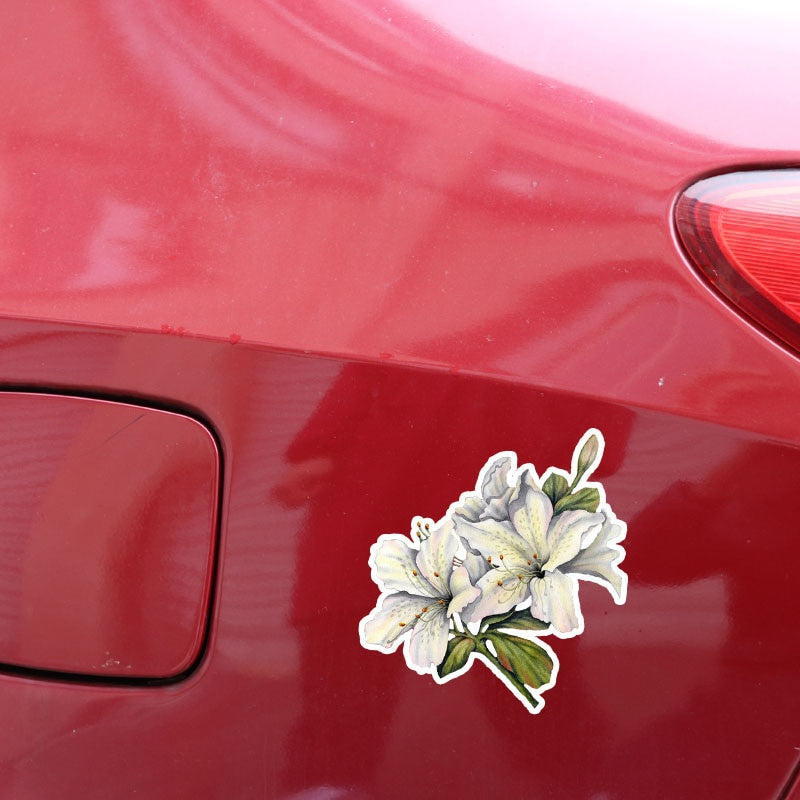 10.9*12.1CM Interesting Lily Flower Decor Car Stickers High Quality Bumper Car Window 11A0980