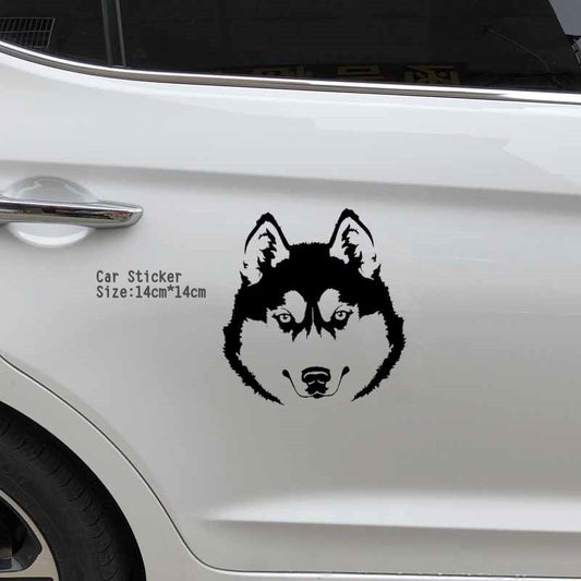 14cm*14cm Personality Car Sticker Dog Head Animal Pattern Accessories Waterproof Car Window Vinyl Decal 6 Colors
