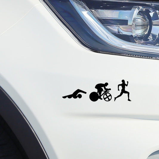 22.9CM*7.4CM Creative Sports Triathlon Swimming Bike Running Car Sticker 6 Colors