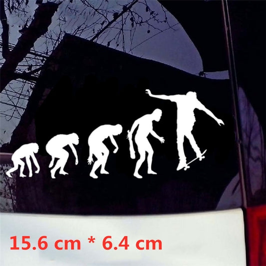 15.6cm*6.4cm Interesting Evolutionary Skateboard Extreme Sports Silhouette Vinyl Car Sticker Wall Sticker