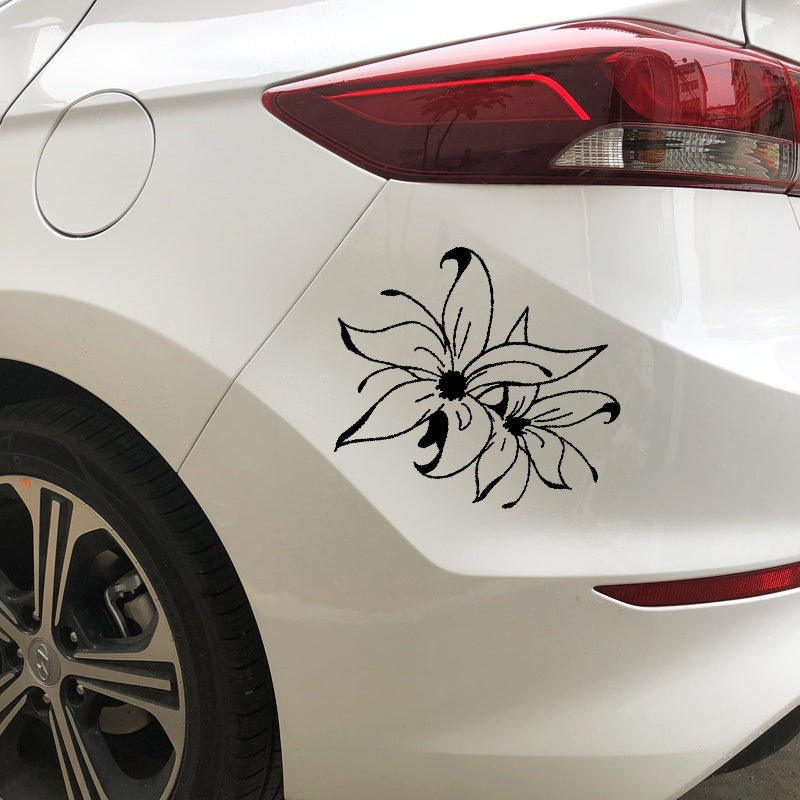 13.5CM*14.4CM Car Sticker Creative Decoration Hibiscus Vinyl Decal Window Wall Stickers 6 Colors