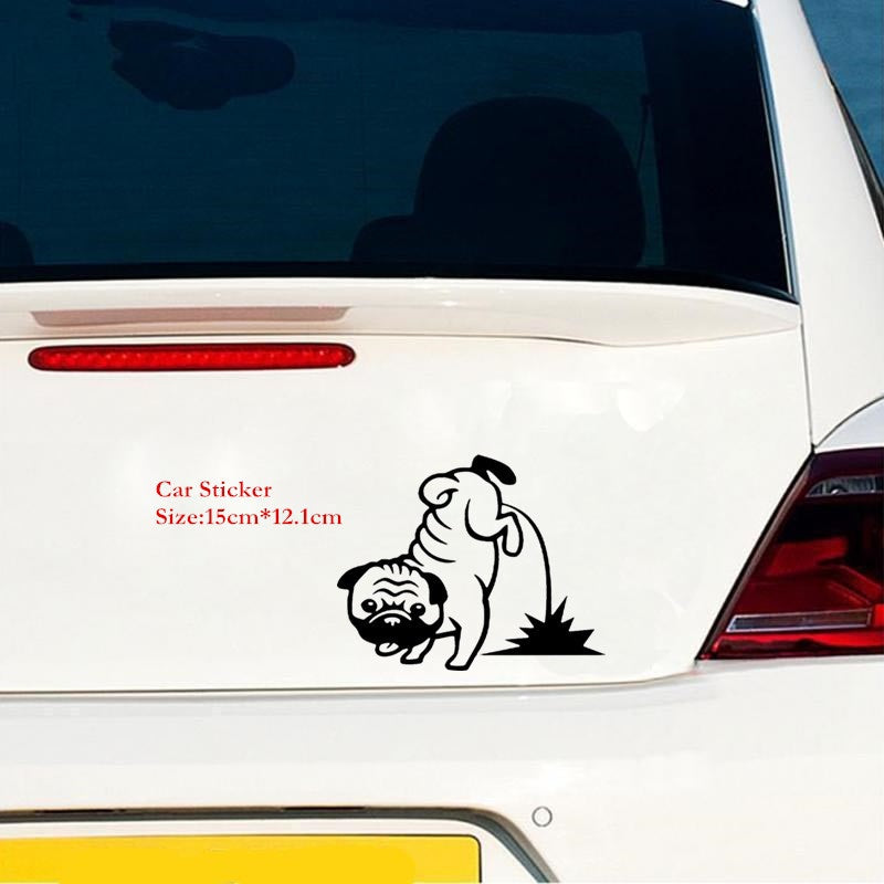 15cm*12.1cm Dog  Car Sticker and Decal Vinyl Animal Stickers Laptop Car Styling Decoration 6 Colors