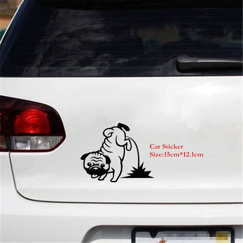 15cm*12.1cm Dog  Car Sticker and Decal Vinyl Animal Stickers Laptop Car Styling Decoration 6 Colors