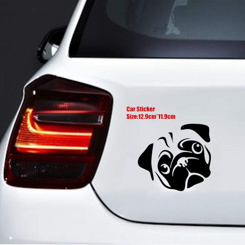 12.9cm*11.9cm New Style Personality Car Sticker Cute Dog Head Animal Car Window Vinyl Decal 6 Colors