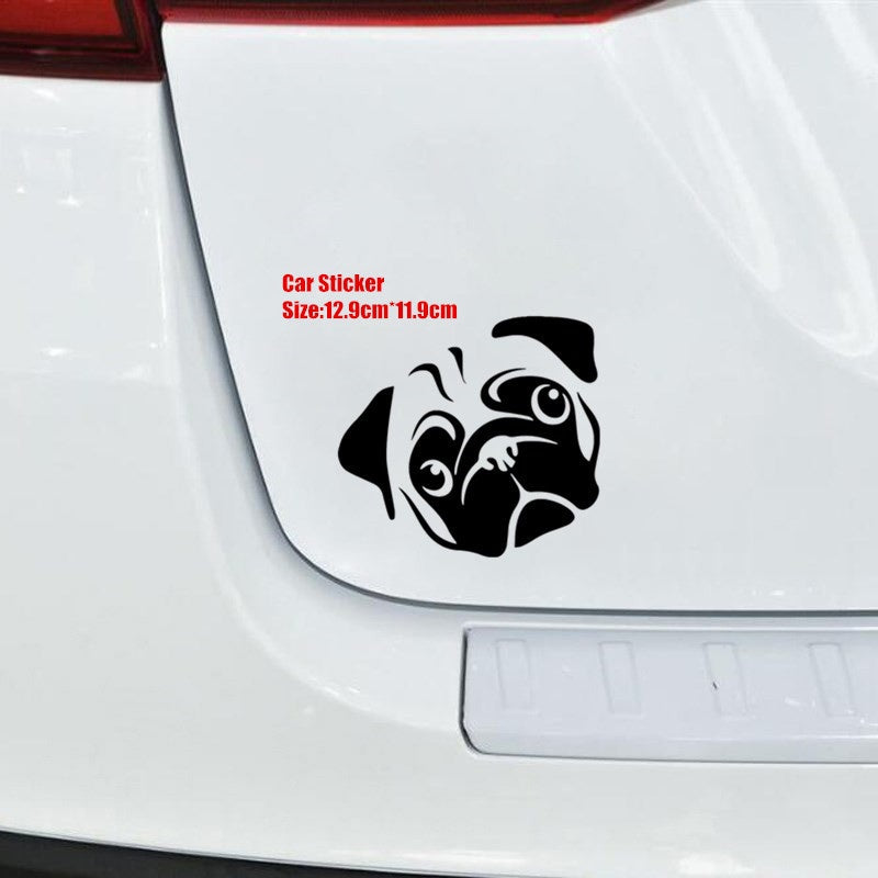 12.9cm*11.9cm New Style Personality Car Sticker Cute Dog Head Animal Car Window Vinyl Decal 6 Colors