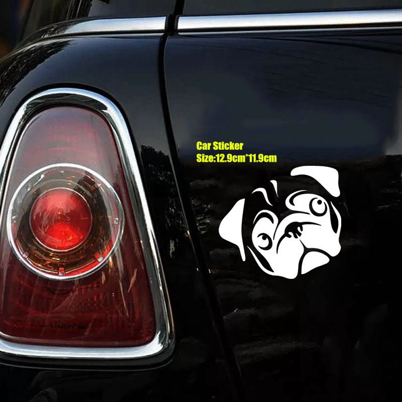 12.9cm*11.9cm New Style Personality Car Sticker Cute Dog Head Animal Car Window Vinyl Decal 6 Colors