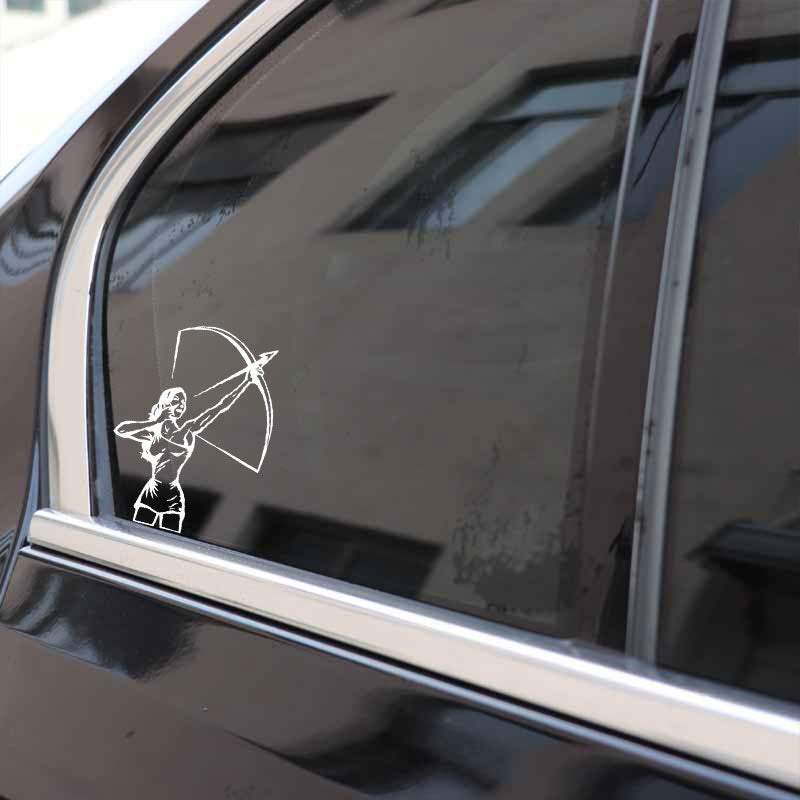 13cm*17.4cm Girl Shooting Sport Vinyl Car Styling Decals Stickers Accessories 6 Colors