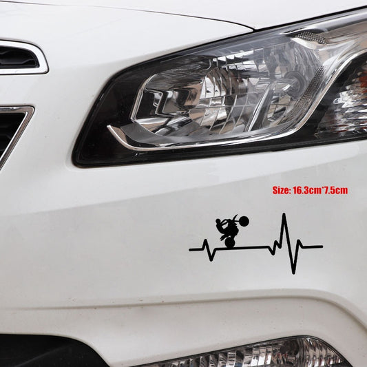 16.3cm*7.5cm Dirt Bike Motorcycle Tires Wheelie Heartbeat Vinyl Car Sticker Laptop Home Decor 6 Colors