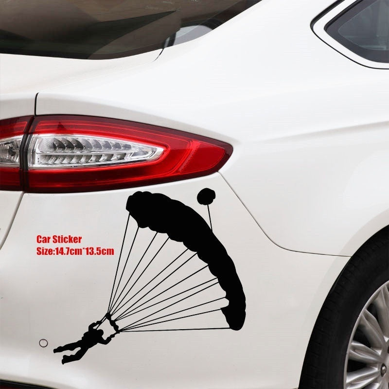 14.7cm*13.5cm Personality Car Sticker Parachute Extreme Sport Accessories  Vinyl Decal 6 Colors