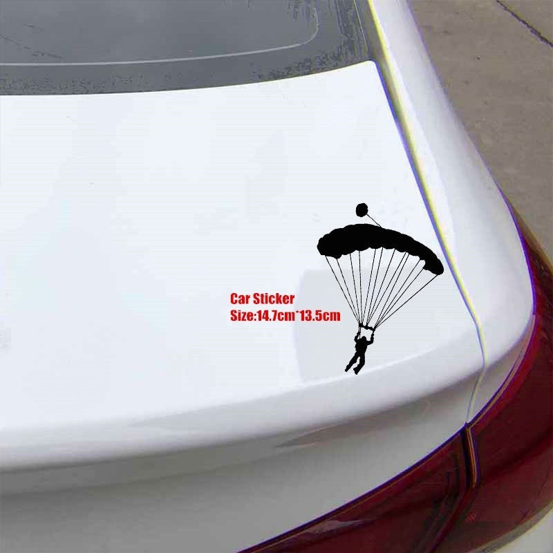 14.7cm*13.5cm Personality Car Sticker Parachute Extreme Sport Accessories  Vinyl Decal 6 Colors