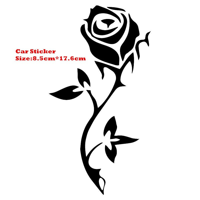 8.5cm*17.6cm Rose Pattern Car Sticker Fashion Car Window Decal Home Decoration Waterproof Vinyl Stickers