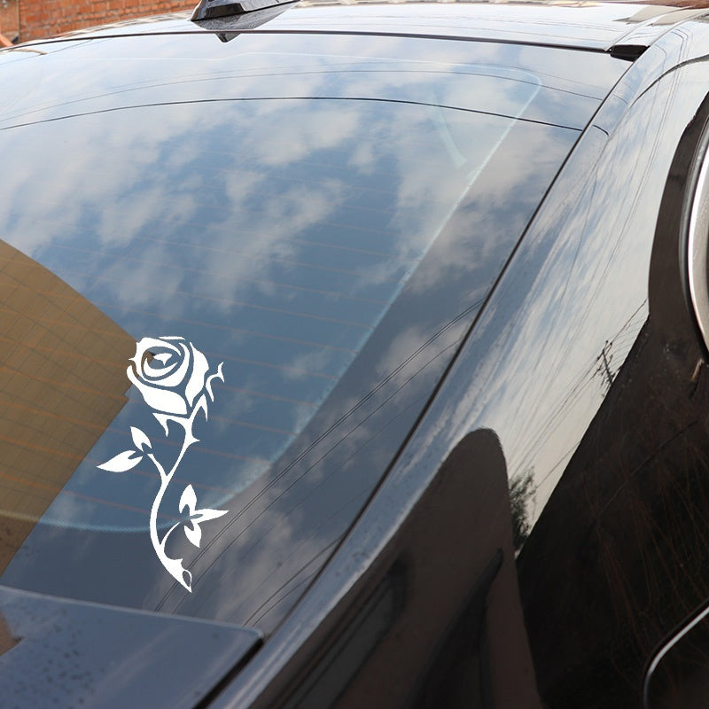 8.5cm*17.6cm Rose Pattern Car Sticker Fashion Car Window Decal Home Decoration Waterproof Vinyl Stickers