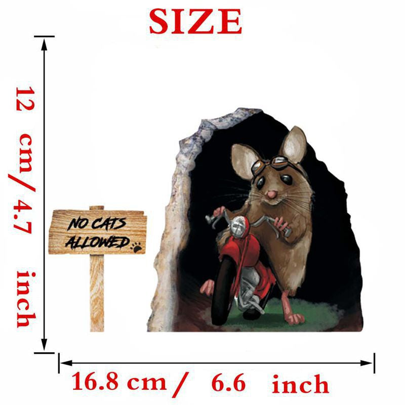 Funny Little Rat Mouse Hole Wall Sticker Creative Art Wall Decal for Kids Room Bedroom Home Decor 12*17CM