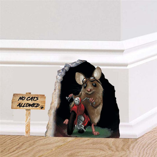 Funny Little Rat Mouse Hole Wall Sticker Creative Art Wall Decal for Kids Room Bedroom Home Decor 12*17CM
