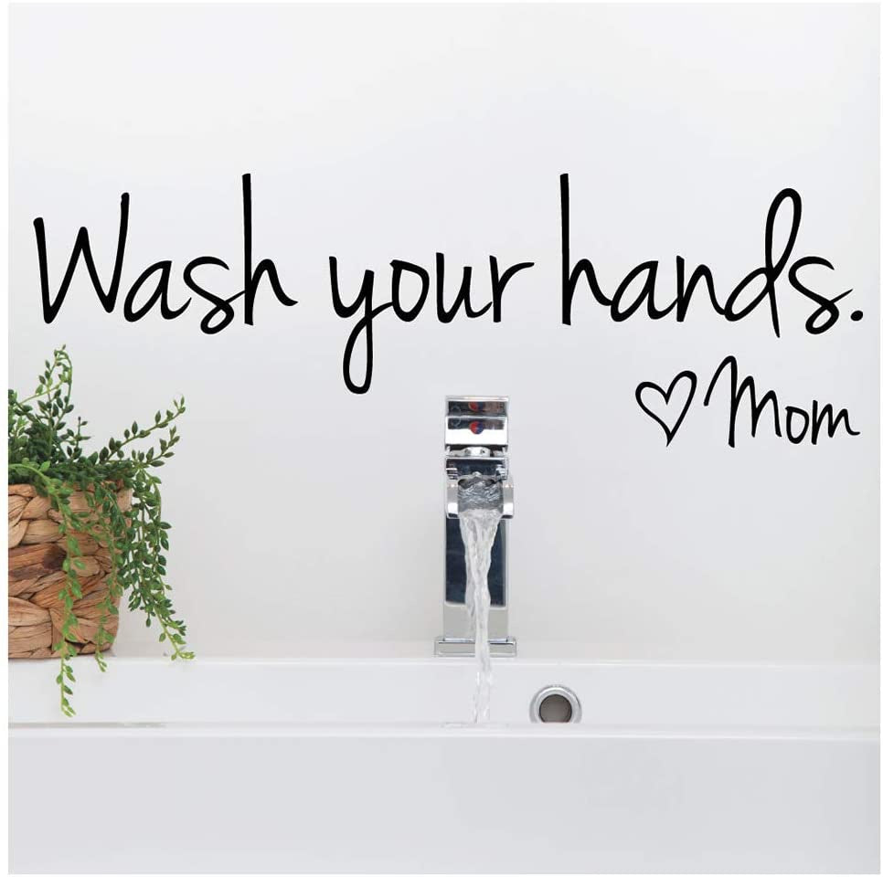 Bathroom Sticker Wash Your Hands Love Mom Quote Bathroom Wall Stickers Waterproof Art Decal Bathroom Wall Decor