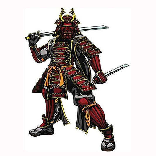 4" x5" Red and Black Japanese Warrior Samurai Vinyl Decal Bumper Sticker